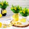 3 Pcs Lemon Kitchen Decor and Accessories Summer Farmhouse Mason Jar Table Centerpieces with Fake Plants Wooden Lemon Sign Garland Wooden Bead Twine for Tiered Tray Decor for Table Home